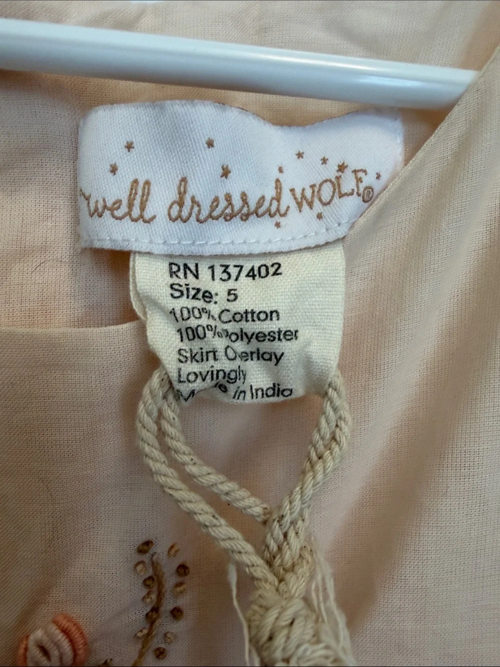 Well Dressed Wolf Girls' Pink Embroidered Floral Party Dress 5 NWT